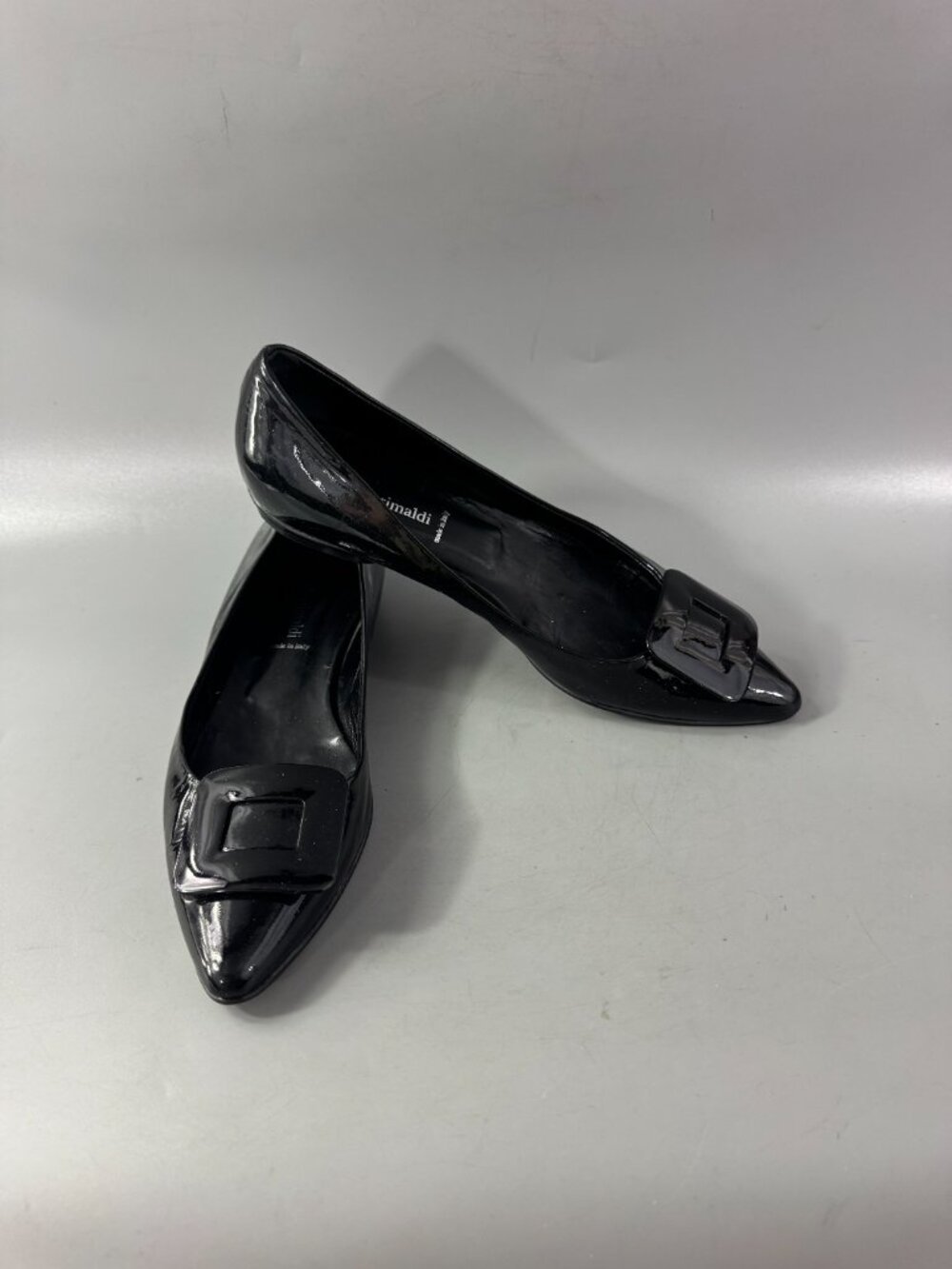 Michele Grimaldi Black Patent Leather Shoes, Size 39
